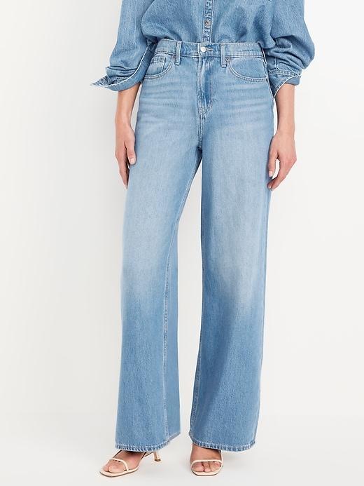 High-Waisted Baggy Wide-Leg Jeans Product Image