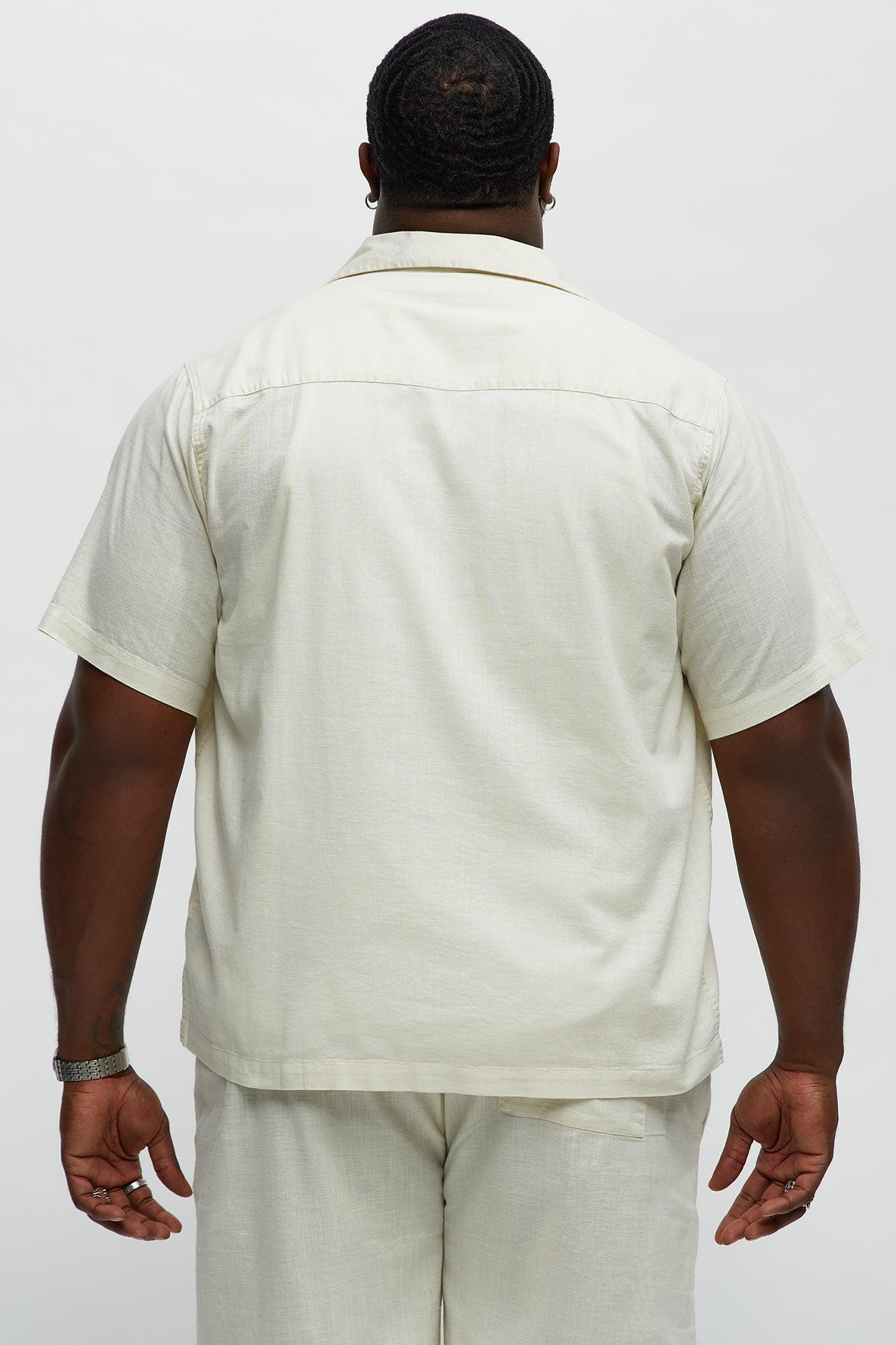 Sunset Hour Short Sleeve Button Up Shirt - Cream Product Image