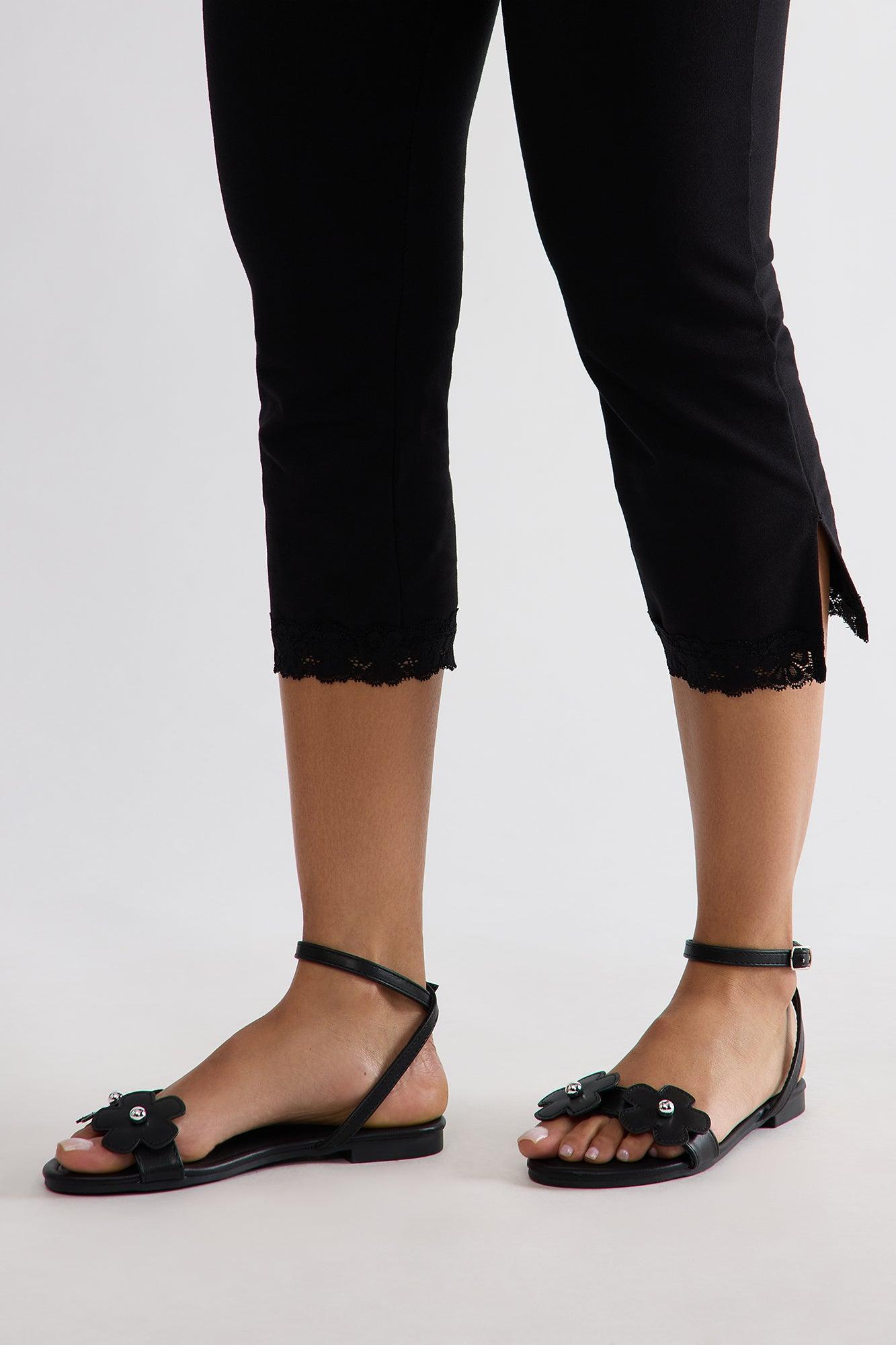 Raleigh Flower Sandals - Black Product Image