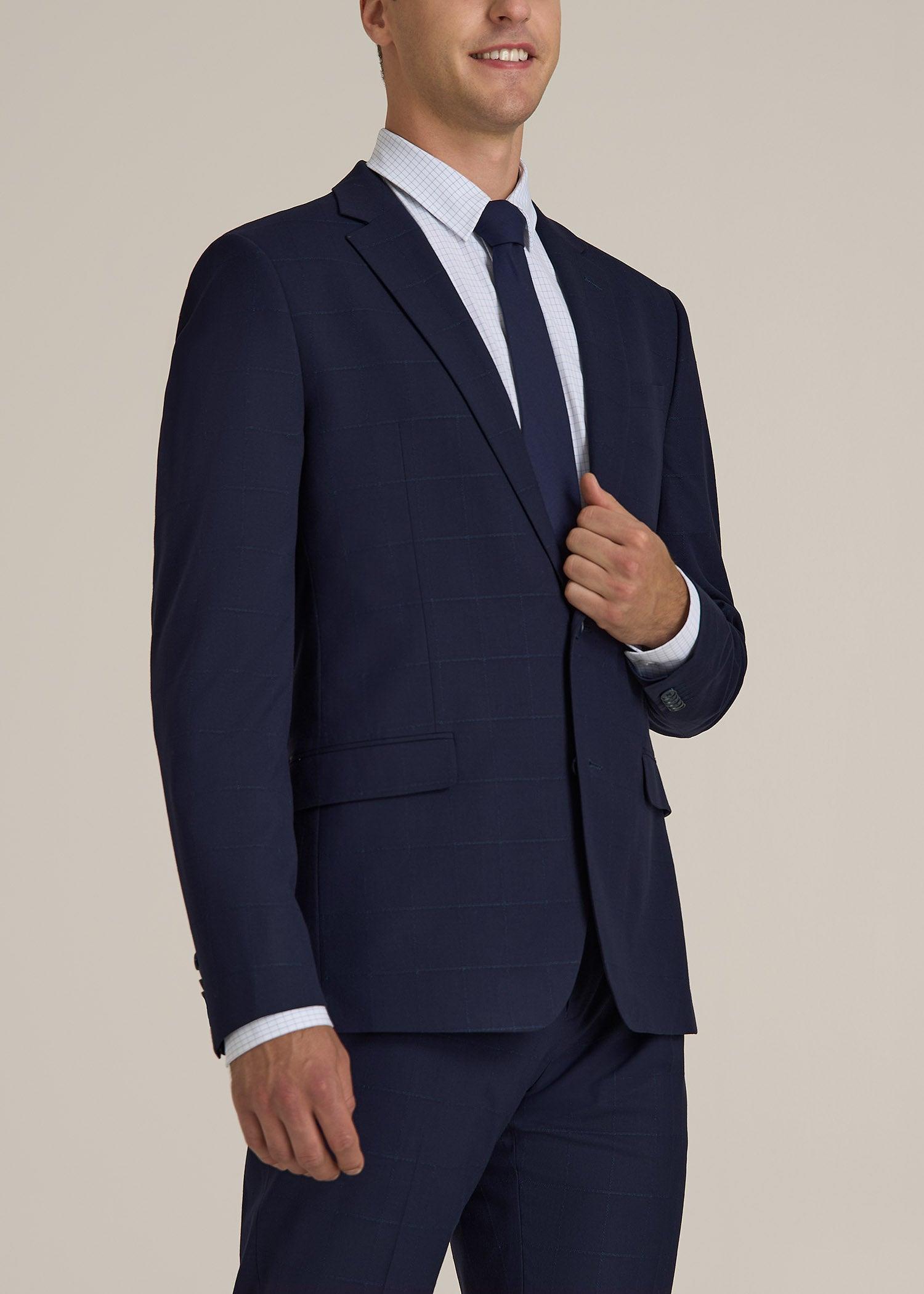 Suit Jacket for Tall Men in Blue Windowpane Product Image