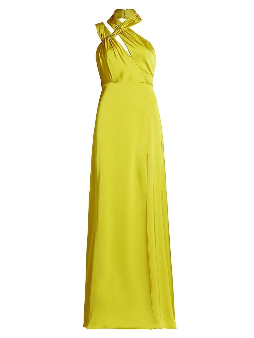 Womens Allen Satin Strappy Halterneck Gown Product Image