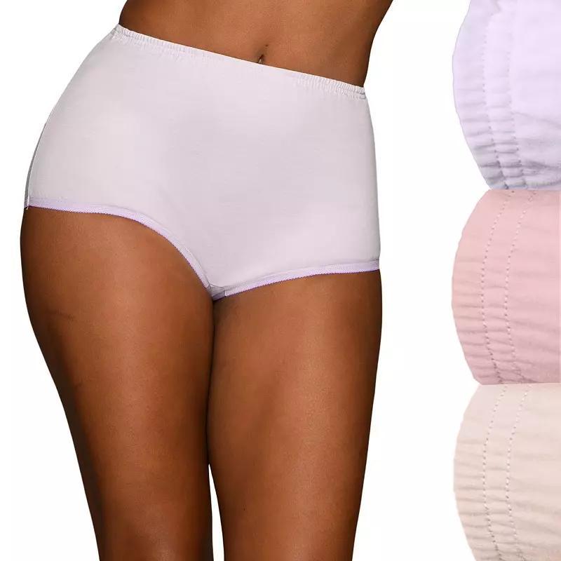 Women's Vanity Fair Lingerie® Perfectly Yours Ravissant Classic Cotton 3-Pack Brief Panty Set 15320, Size: 9, Celestial Pink Product Image