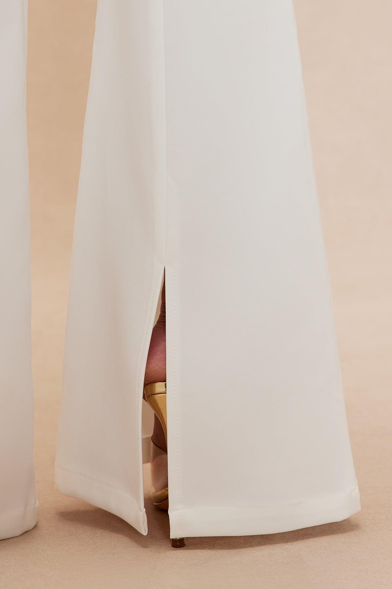 Gia Embellished Flare Pant Set - White Female Product Image