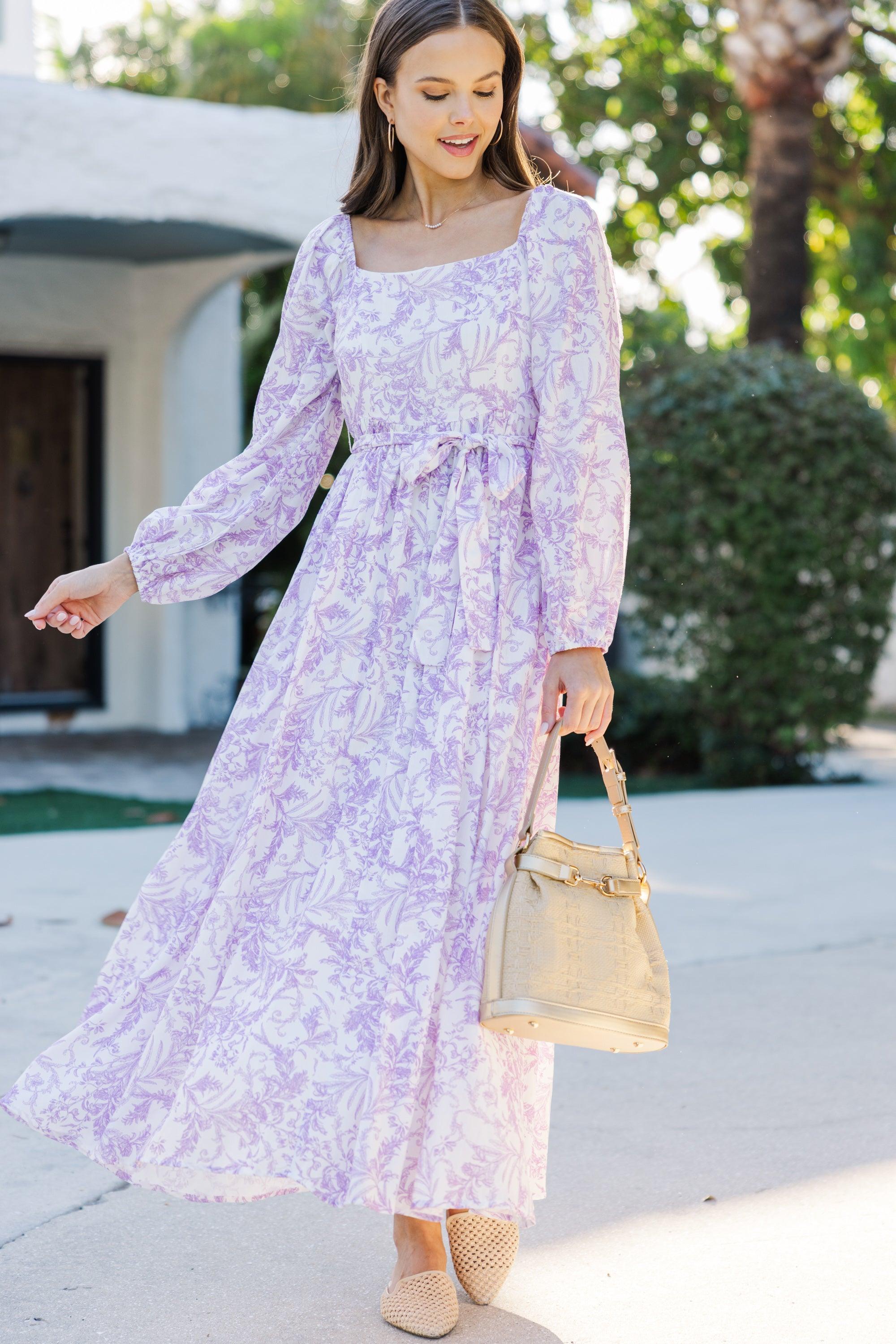 Feeling Oh So Sweet Lavender Toile Midi Dress Female Product Image