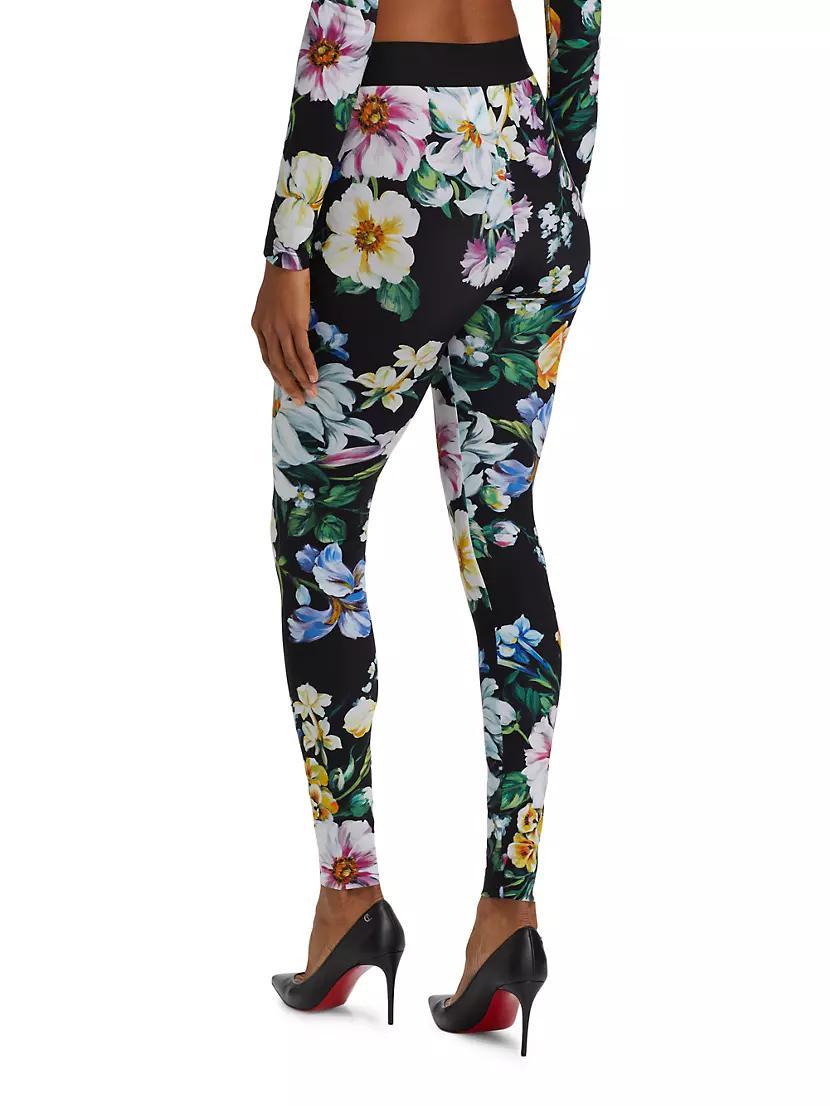 Mixed Foral Mid-Rise Leggings Product Image