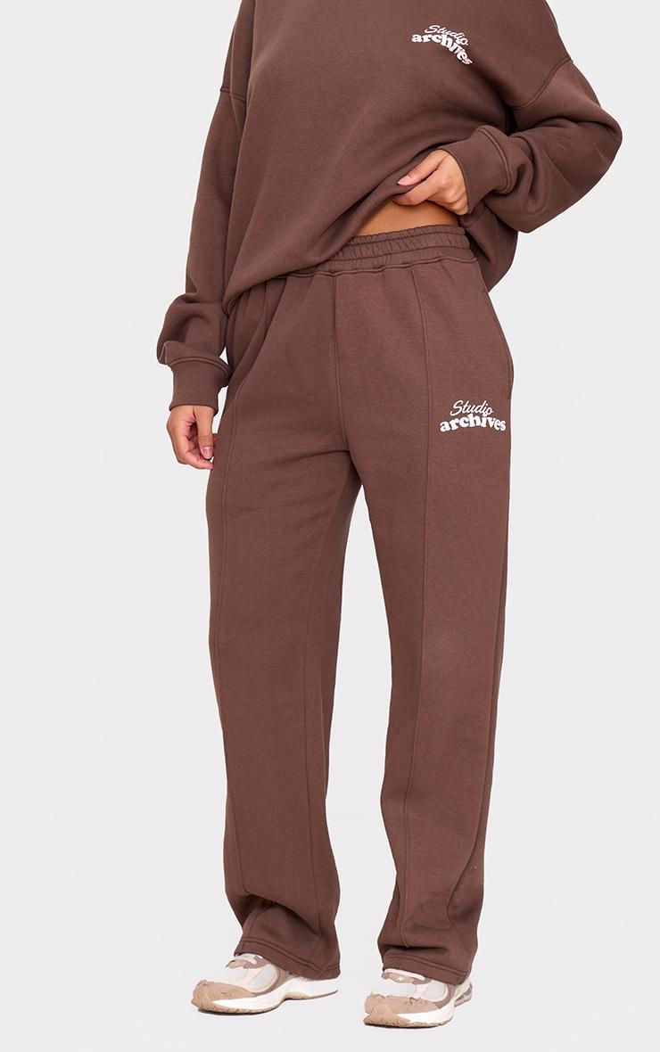  Chocolate Studio Archives Seam Detail Wide Leg Sweatpants Product Image