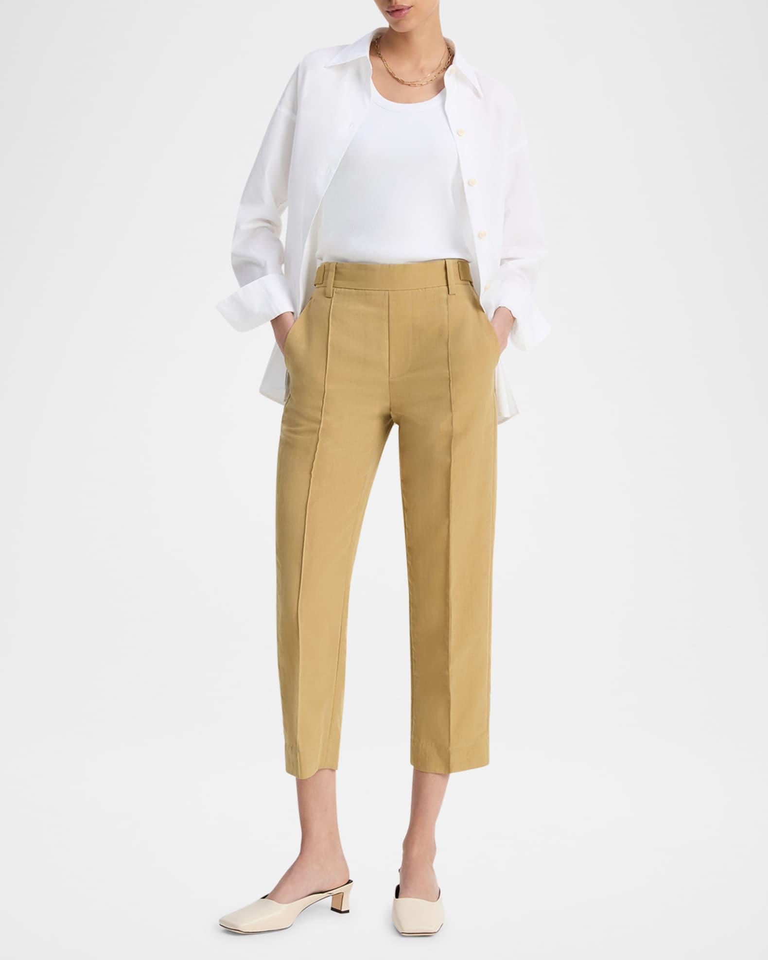 Mid-Rise Pull-On Straight Crop Pants Product Image