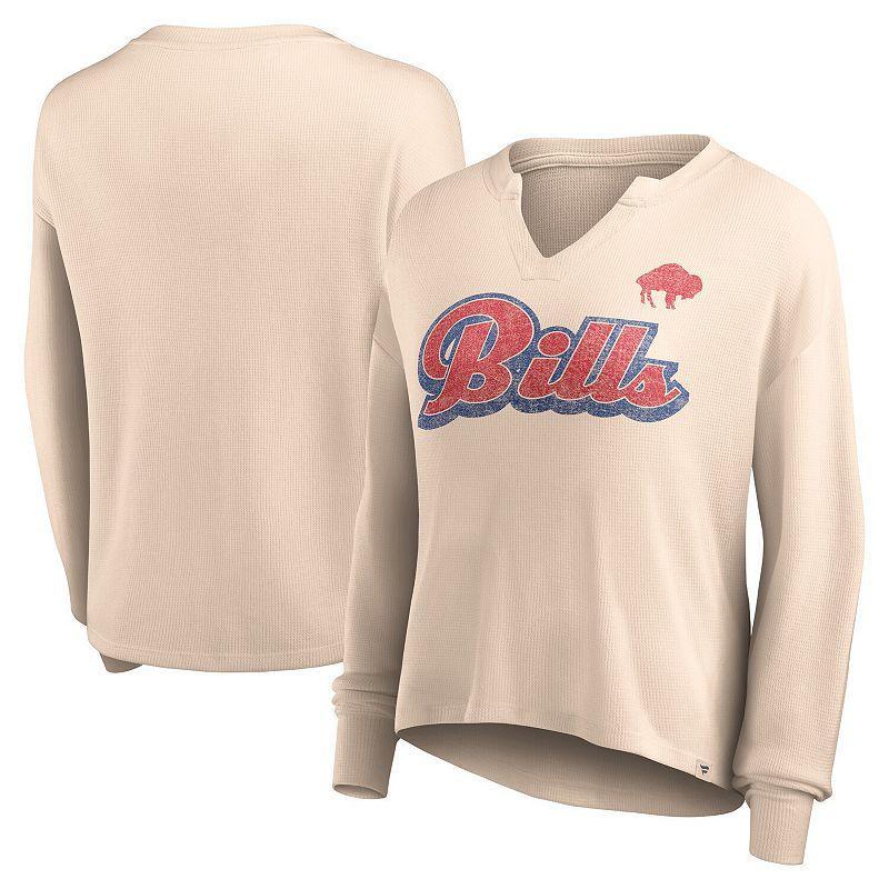 Womens Fanatics Branded Tan Buffalo Bills Go For It Notch Neck Waffle Knit Long Sleeve T-Shirt Product Image