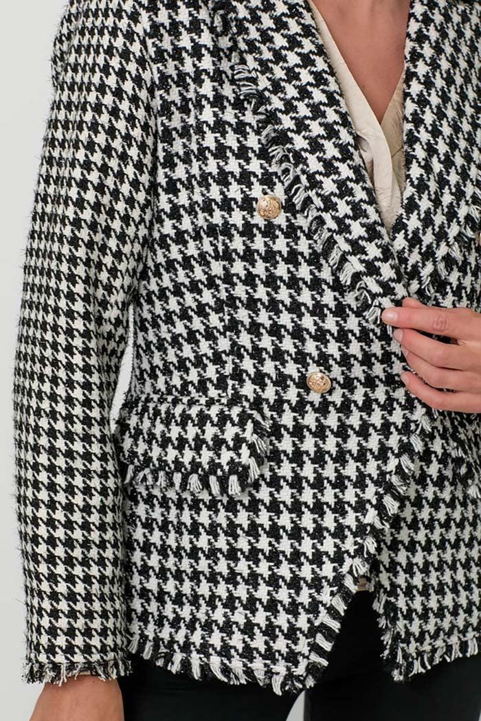 Houndstooth Fray Detail Blazer Product Image