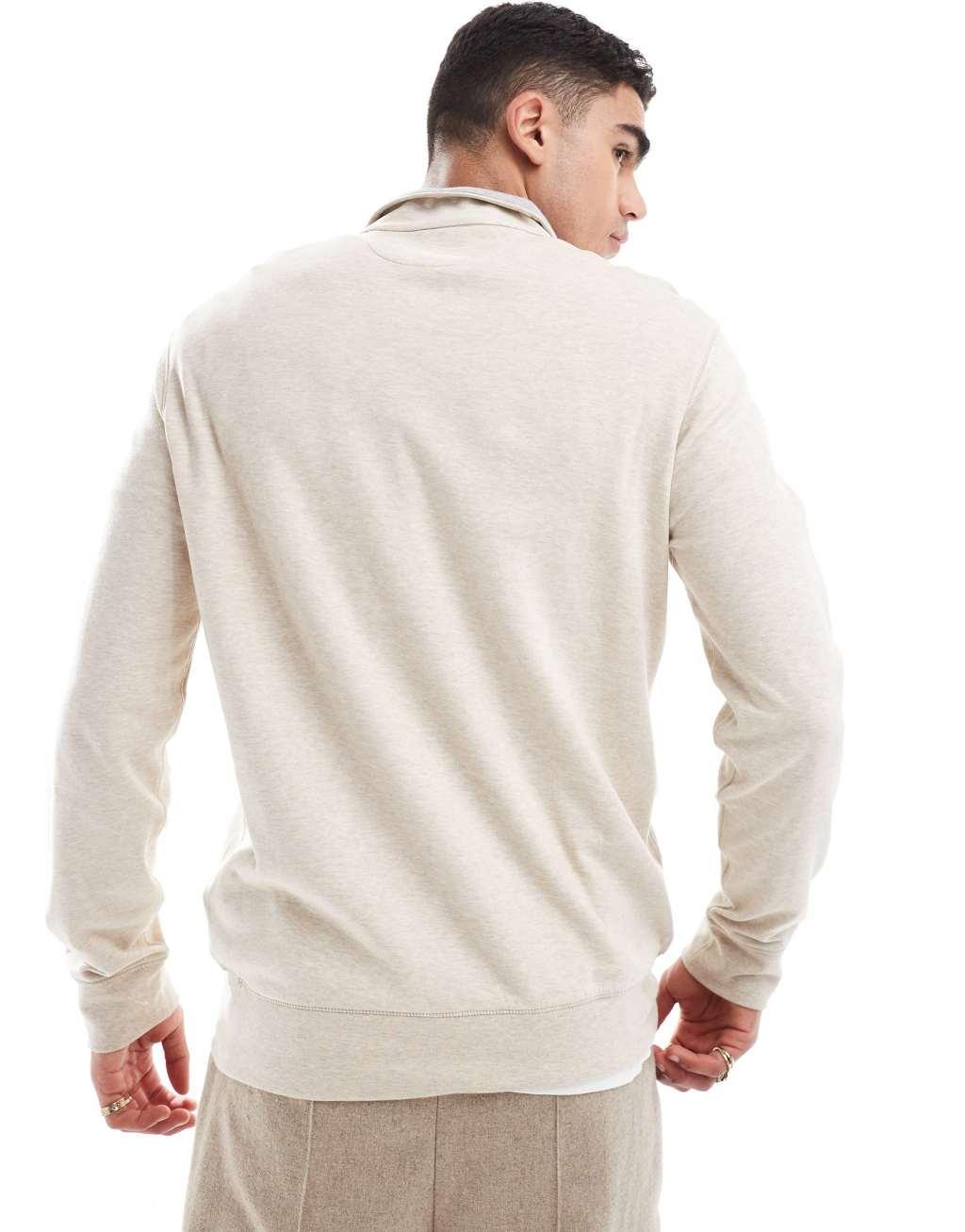 Polo Ralph Lauren icon logo half zip double knit sweatshirt in beige heather Product Image