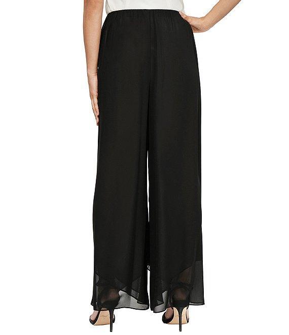 Alex Evenings Chiffon Tulip Hem Mid Rise Wide Leg Flowy Pants Product Image