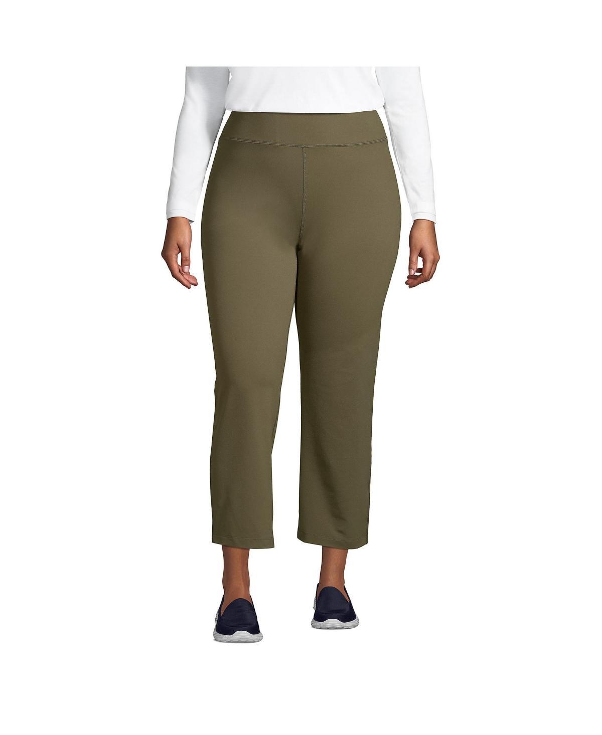 Plus Size Lands End Active Crop Yoga Pants, Womens Green Moss Product Image