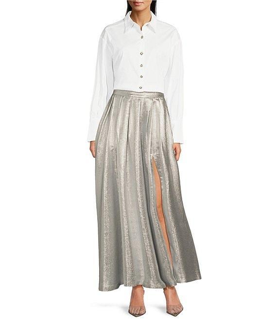 Muse by Marchesa Orchid Cotton Poplin Button Front Embellished Button Blouse Product Image