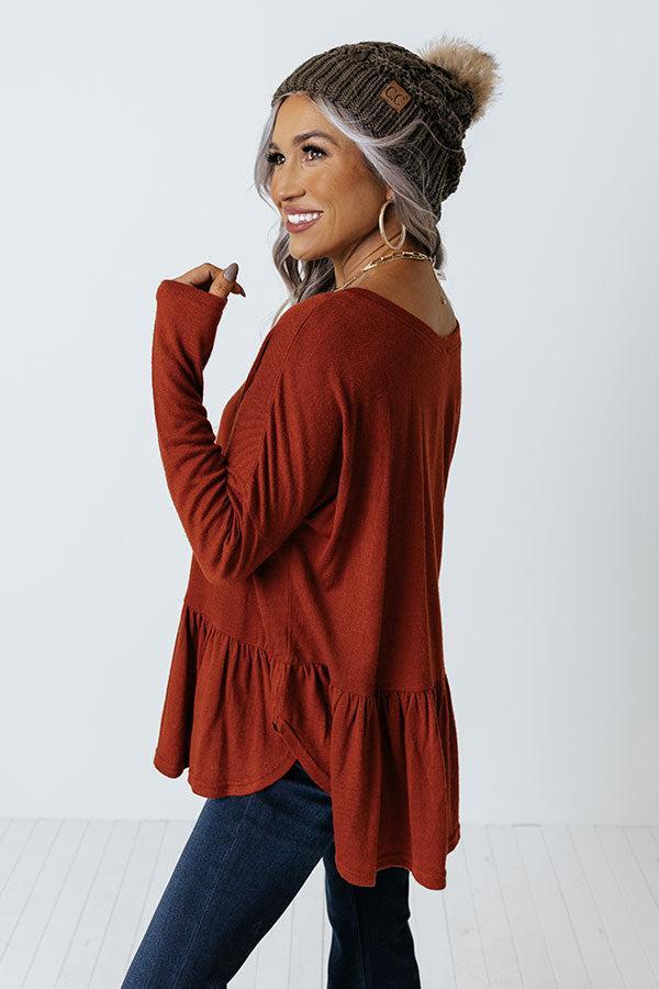 Patio Date Babydoll Top In Rust Product Image