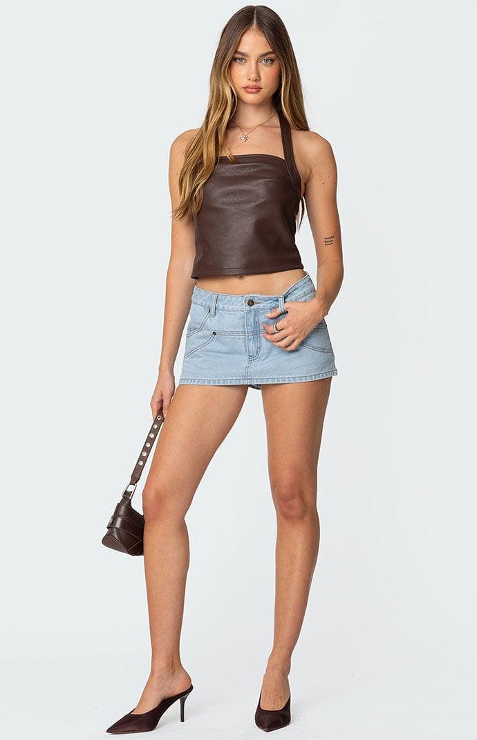 Edikted Women's Draped Faux Leather Halter Top Product Image