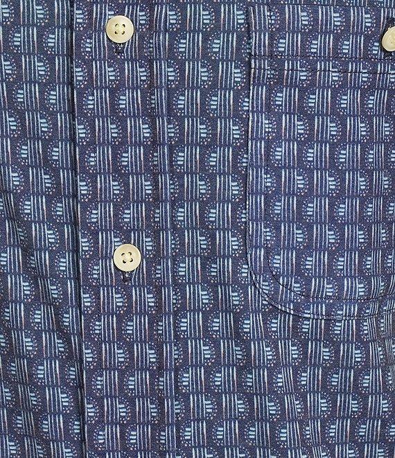 Rowm Rec + Relax Short Sleeve Dot Dash Print Knit Button-Front Shirt Product Image