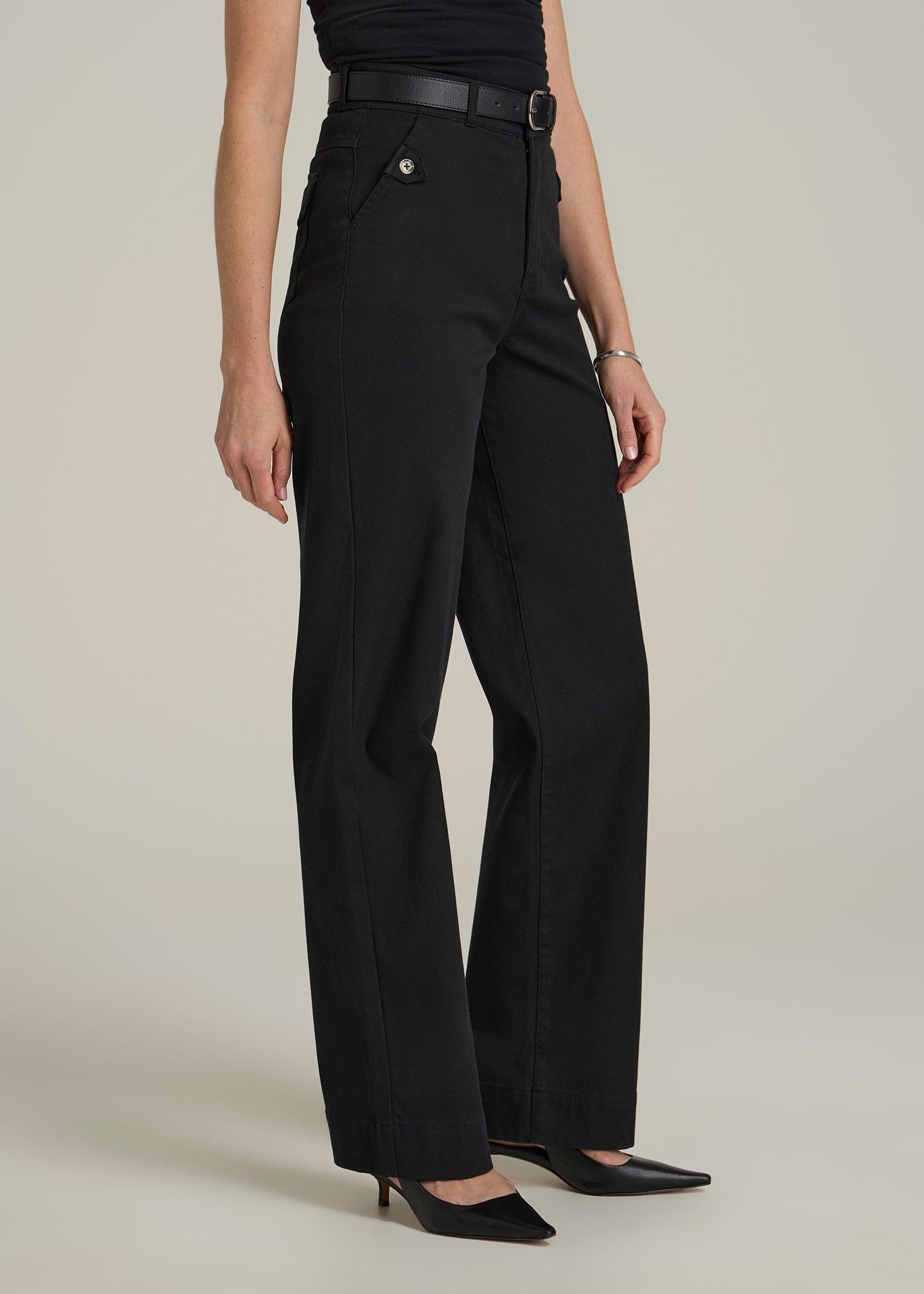 Stretch Twill Wide Leg Pant for Tall Women in Black Female Product Image