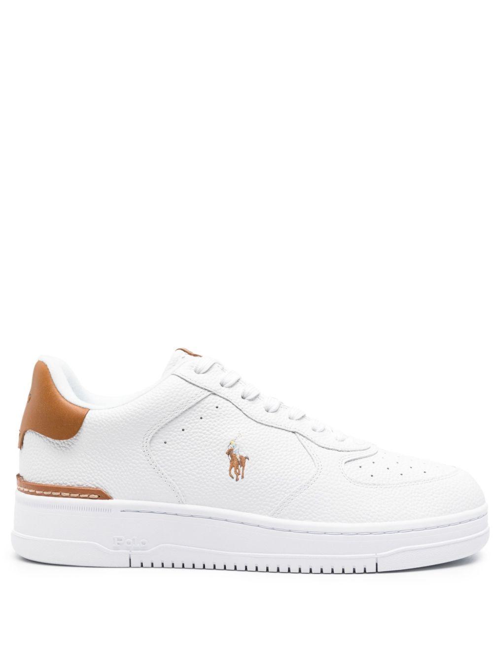 POLO RALPH LAUREN Polo Pony Embroidered Leather Sneakers In Multicolour Product Image