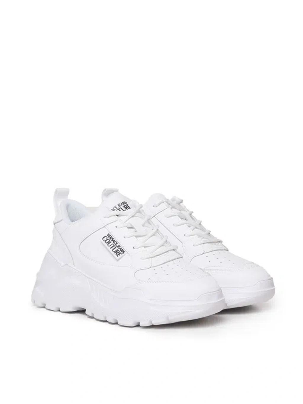 VERSACE JEANS COUTURE Logo-patch Low-top Sneakers In White Product Image