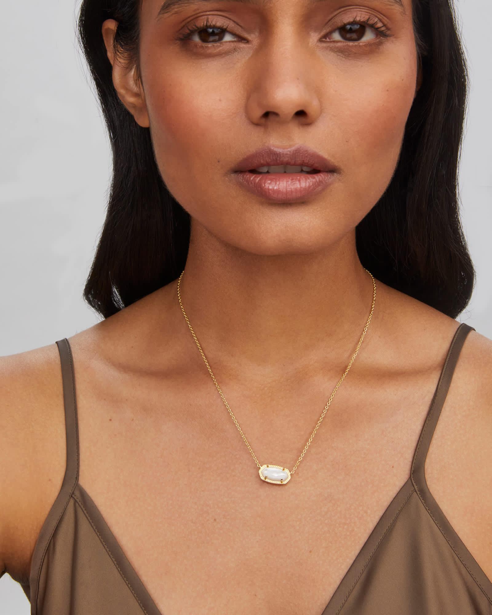 Kendra Scott Elisa Rose Gold Pendant Necklace in Iridescent | Drusy Product Image