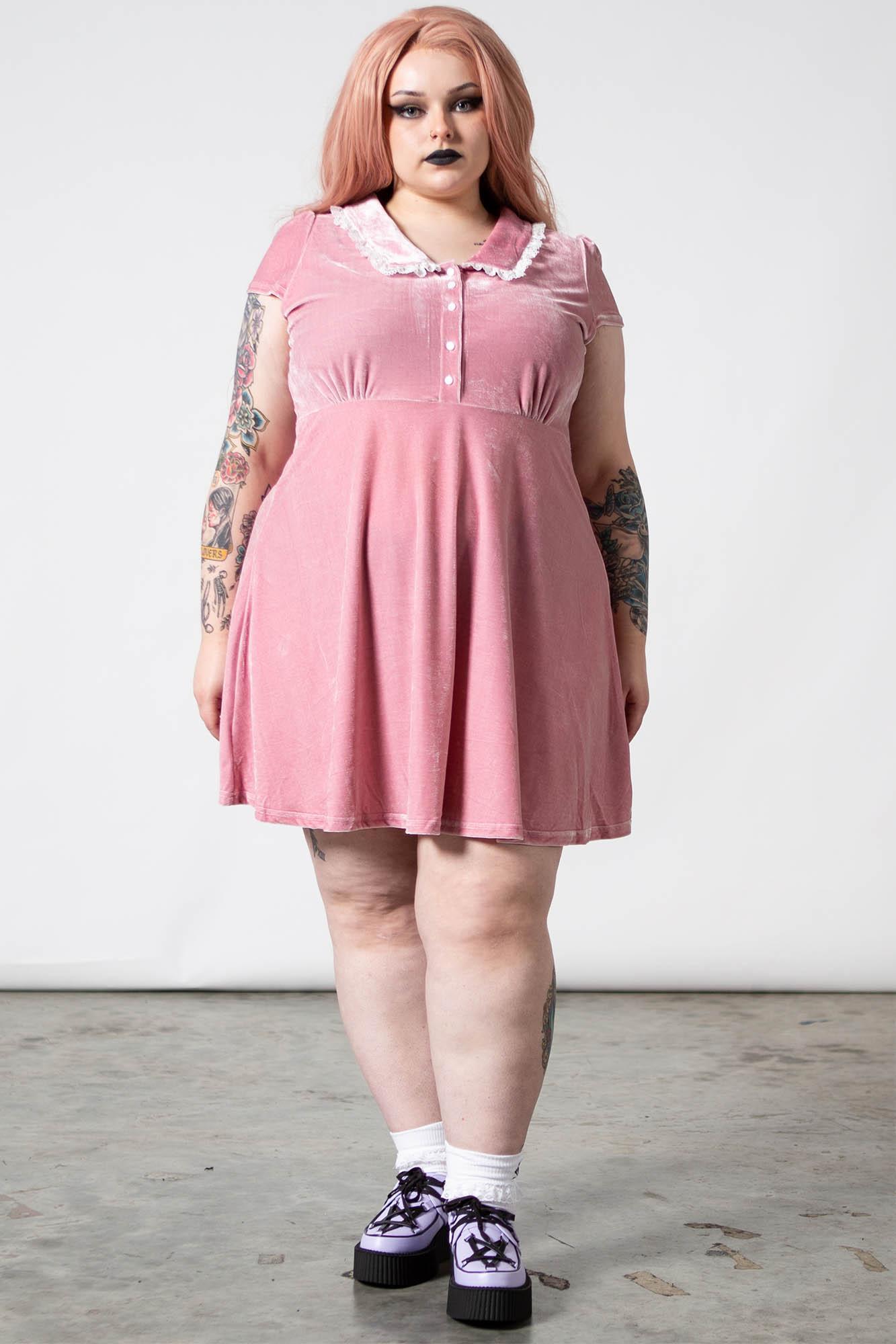 Every Mourning Collar Dress [PASTEL PINK] [PLUS] Female Product Image