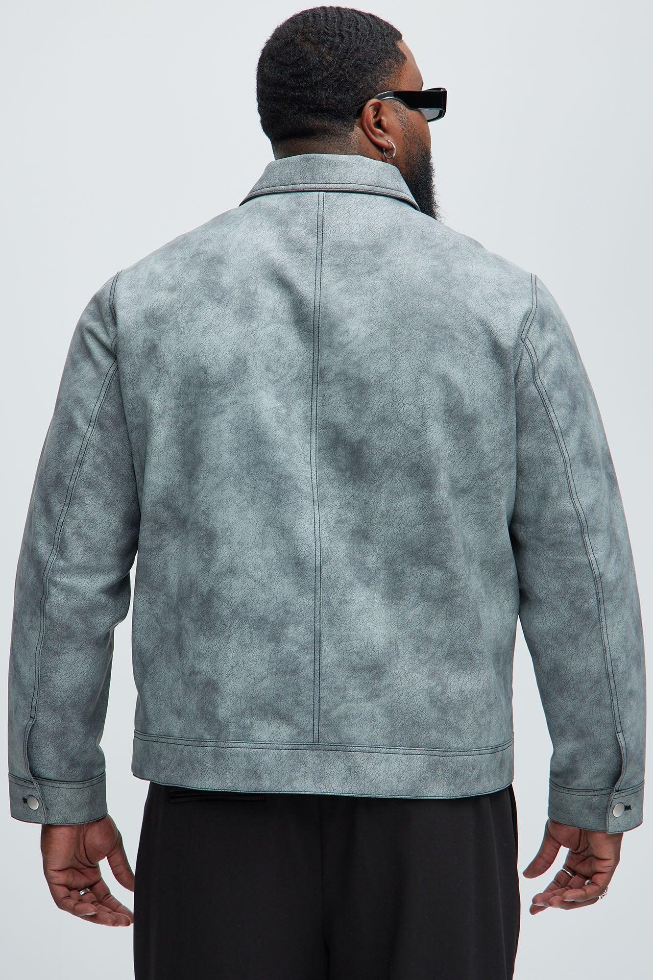 Ellis Faux Leather Jacket - Grey Product Image