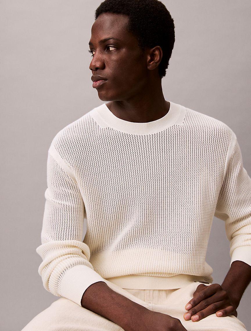 Cotton Mesh Relaxed Sweater Product Image