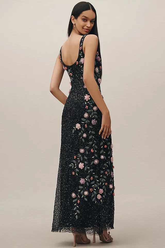 Mac Duggal Square-Neck Floral Beaded Maxi Dress Product Image