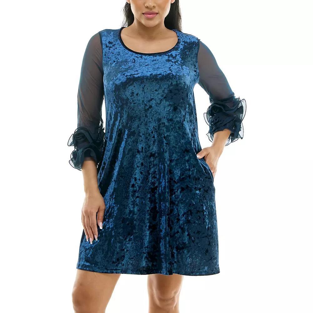 Women's Nina Leonard Crushed Velvet Trapeze Dress,  Product Image