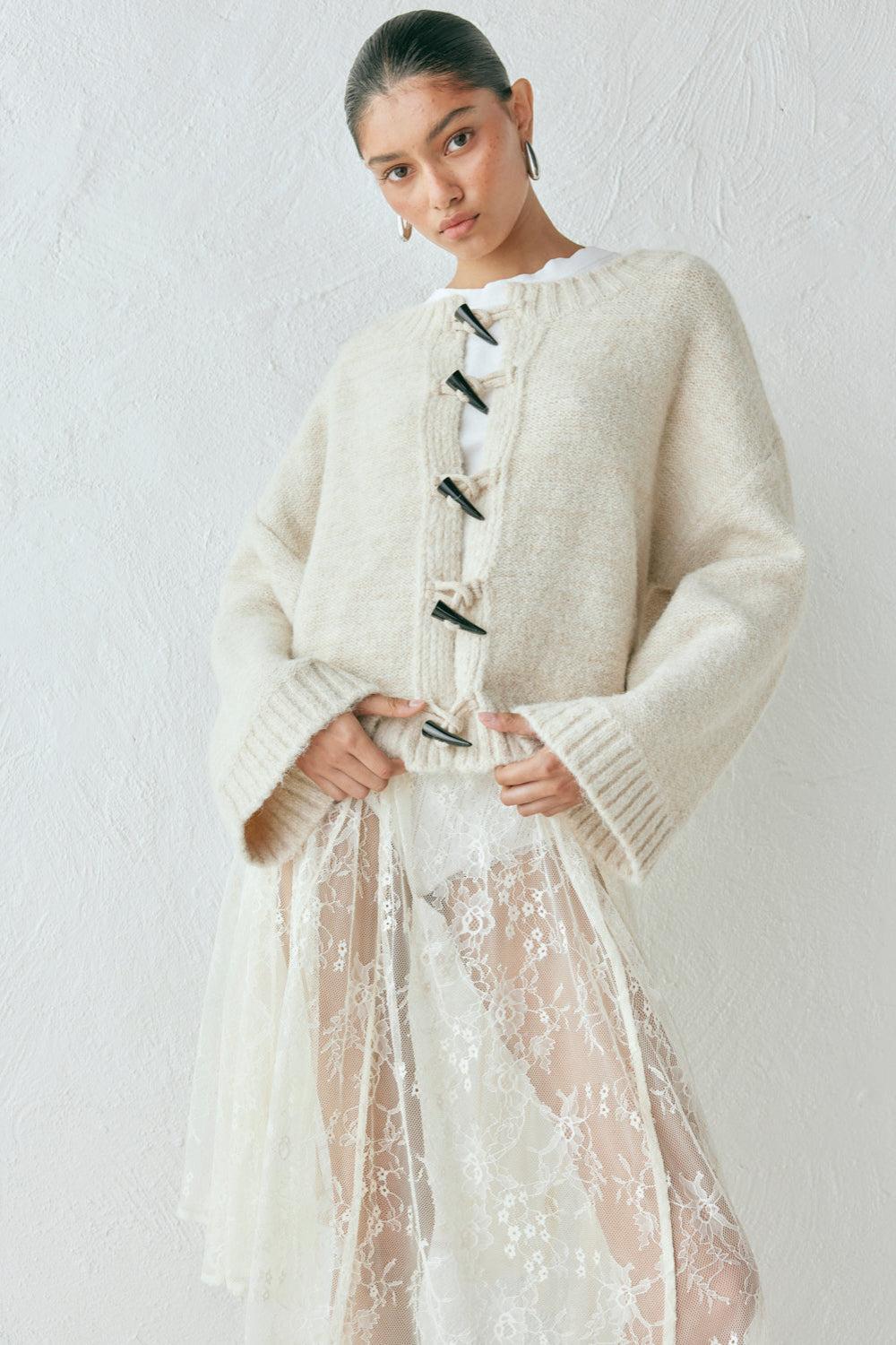 Leni Knit Cardigan Oat Marle Product Image