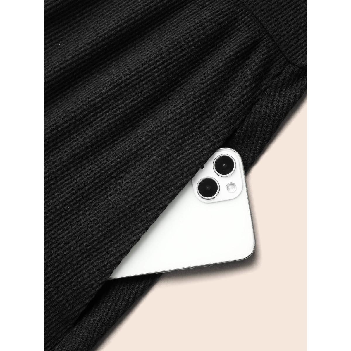 Plus Size Sheer Textured Sleeve Waist Cinched Midi Dress Black Women Elegant Texture Knit Dresses Bloomchic 22-24/3X Product Image