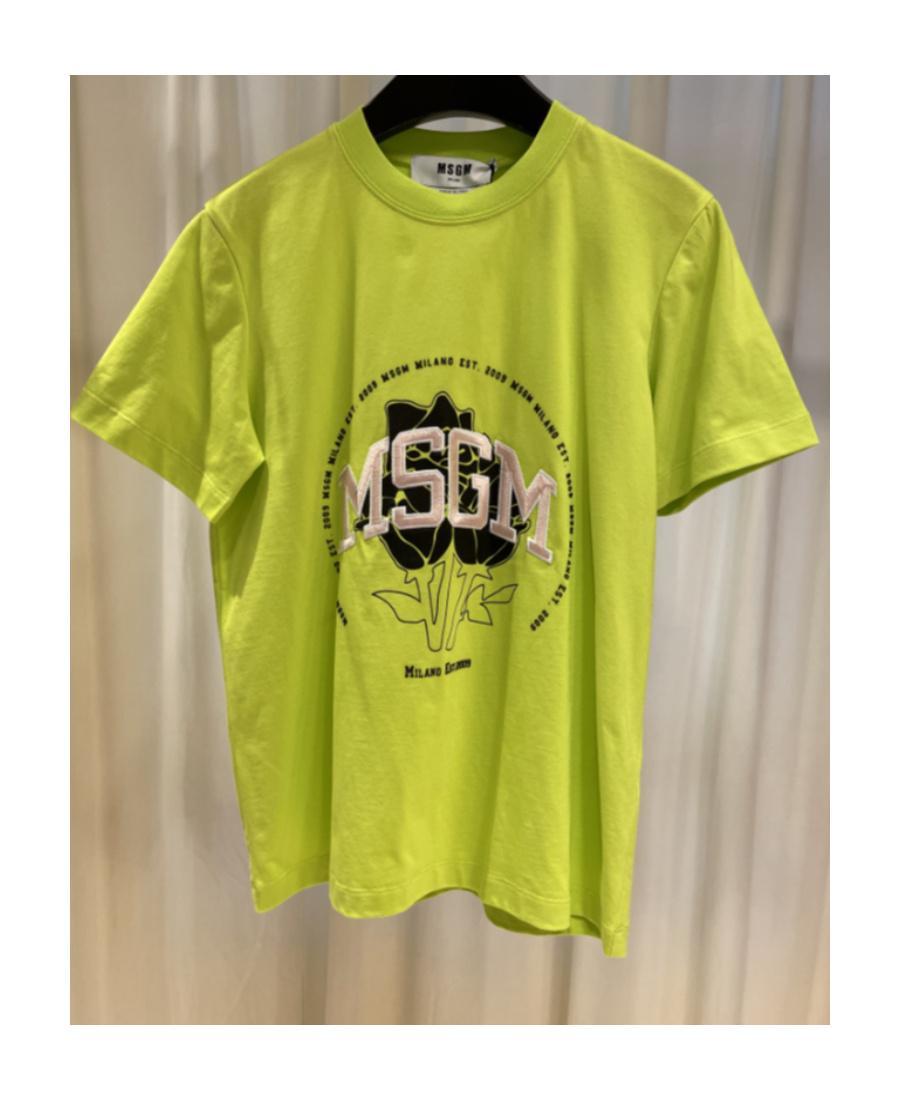 MSGM Embroidered Logo Short-sleeved T-shirt In Green Product Image