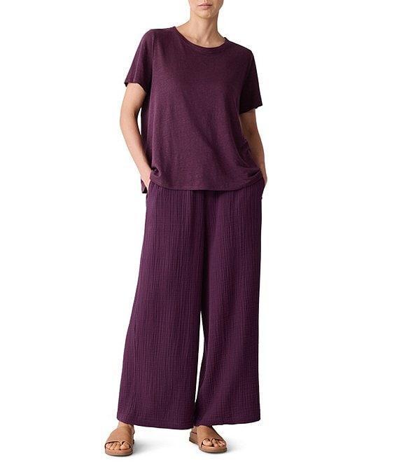 Eileen Fisher Organic Linen Jersey Crew Neck Short Sleeve Tee Product Image