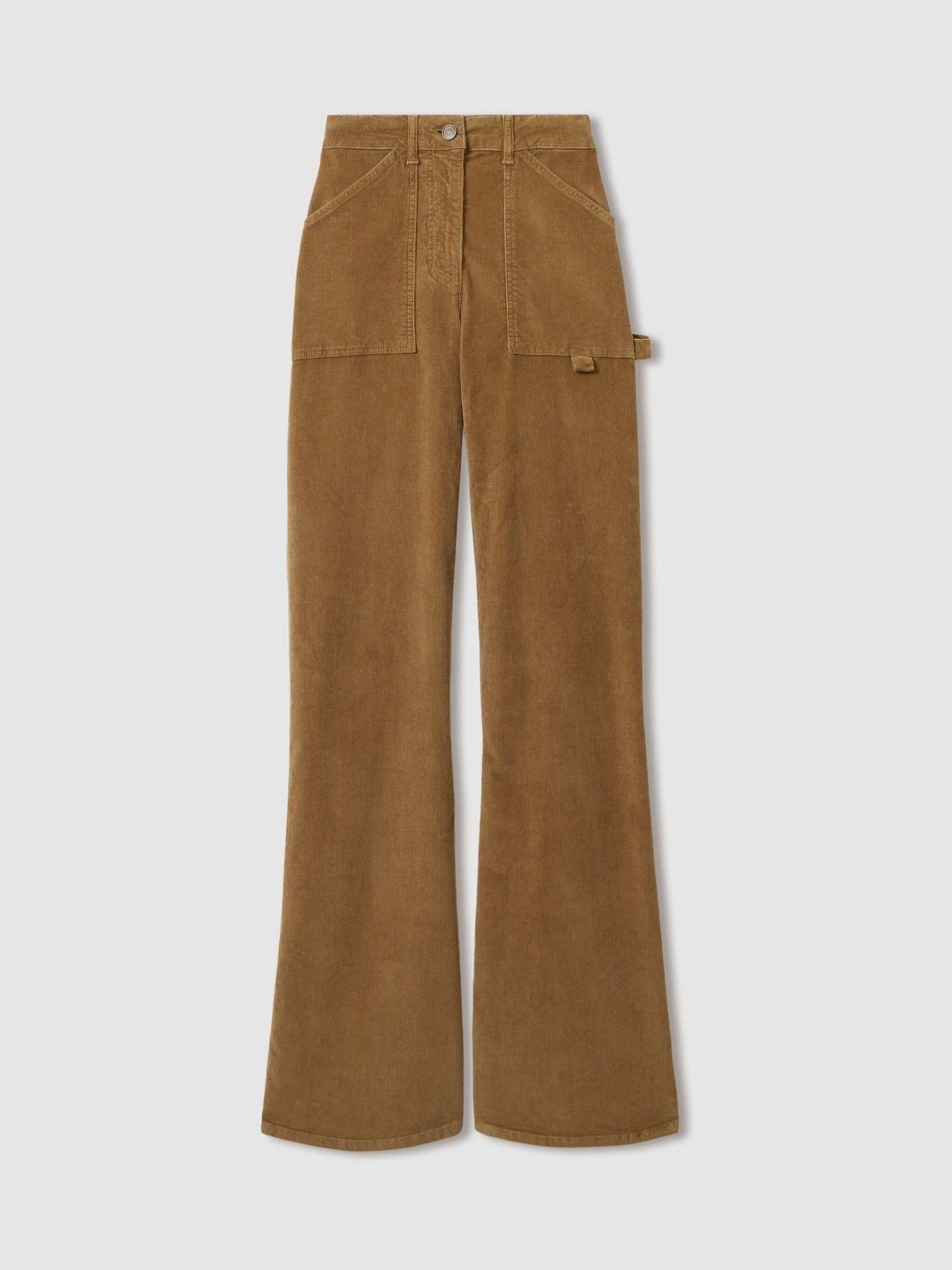 Cotton-Blend Corduroy Flared Trousers in Brown Product Image