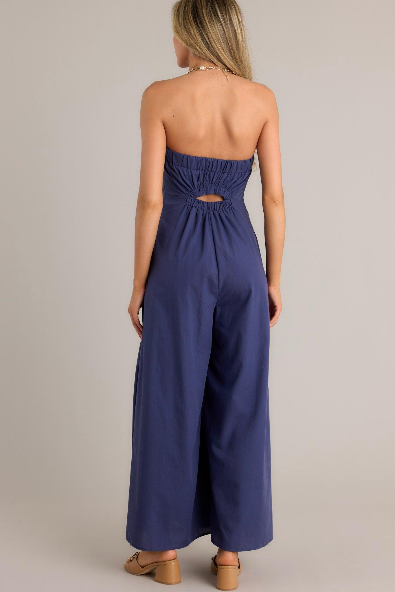 Behind The Smile Navy Strapless Jumpsuit Product Image