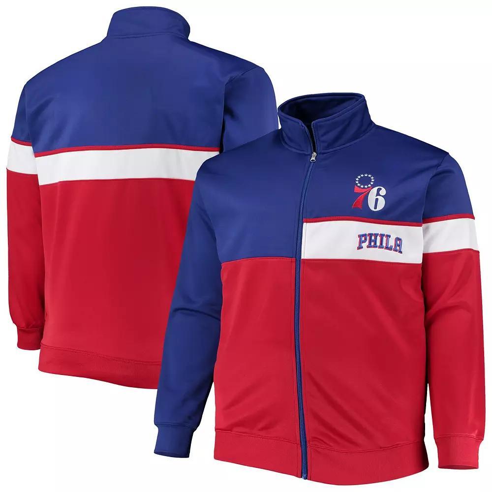Men's Royal/Red Philadelphia 76ers Big & Tall Pieced Body Full-Zip Track Jacket,  Product Image