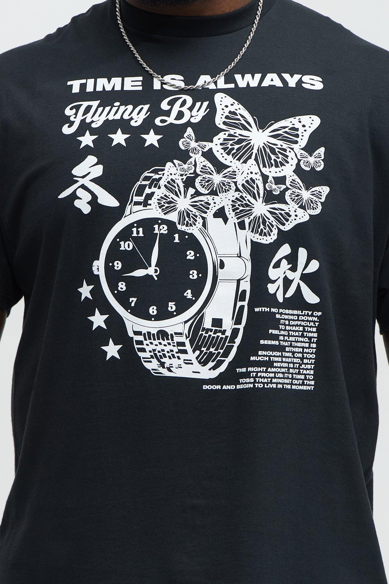 Time Is Always Flying By Short Sleeve Tee - Black Male Product Image