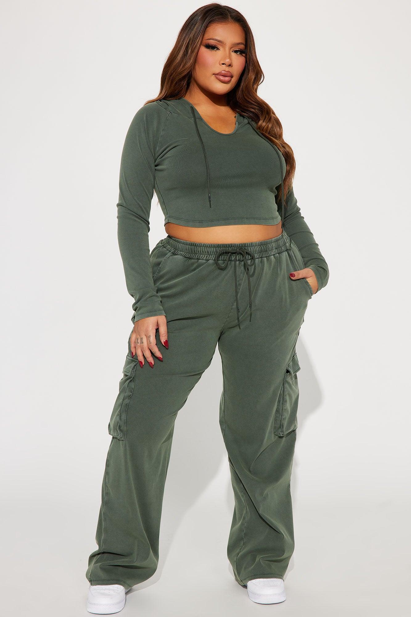 Keep It Casual Washed Pant Set - Olive Product Image