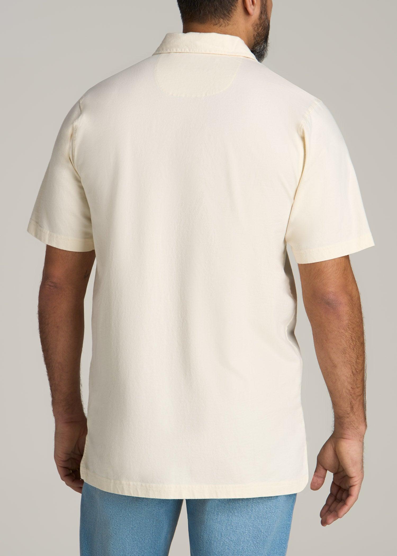 LJ&S Ultra Soft Short Sleeve Cotton Polo for Tall Men in Antique White Product Image