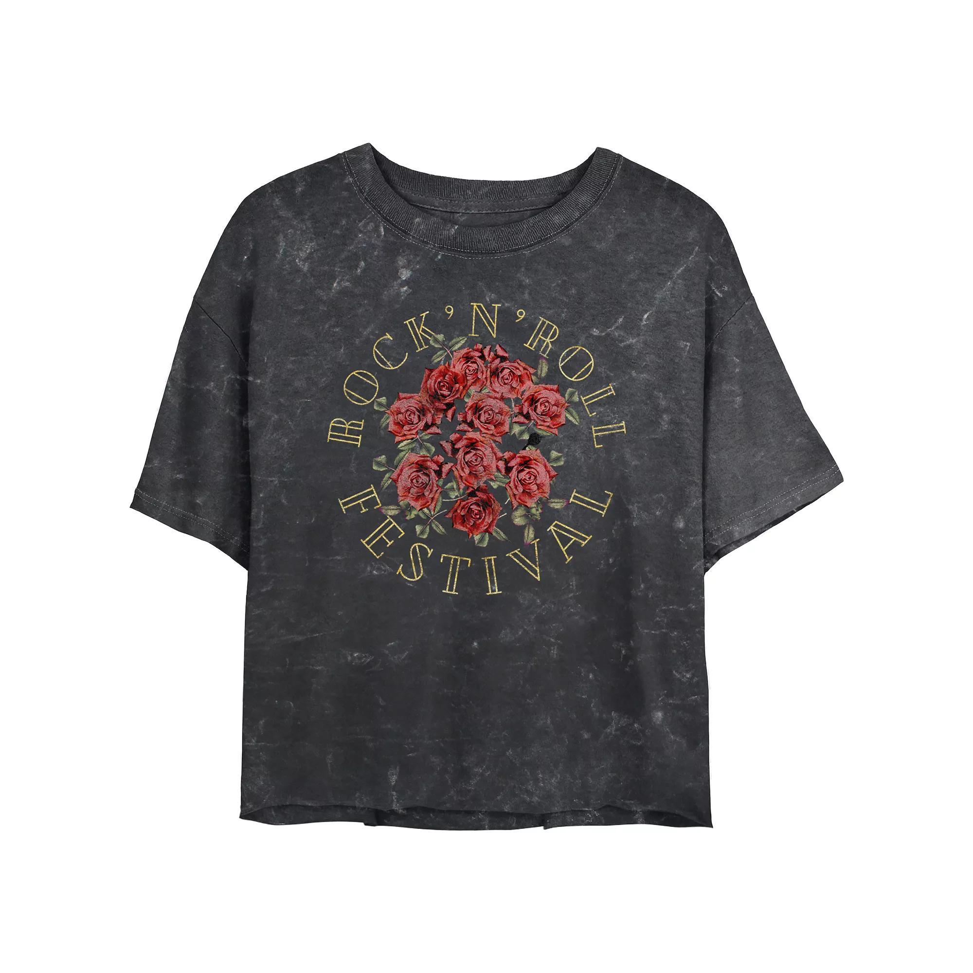 Disney's The Nightmare Before Christmas Pumpkin King World Tour Crop Top Mineral Wash Juniors' Graphic Tee, Women's,  Product Image