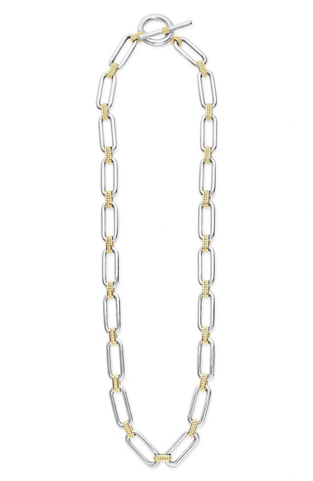 LAGOS Signature Caviar Link Necklace In Silver Gold Product Image