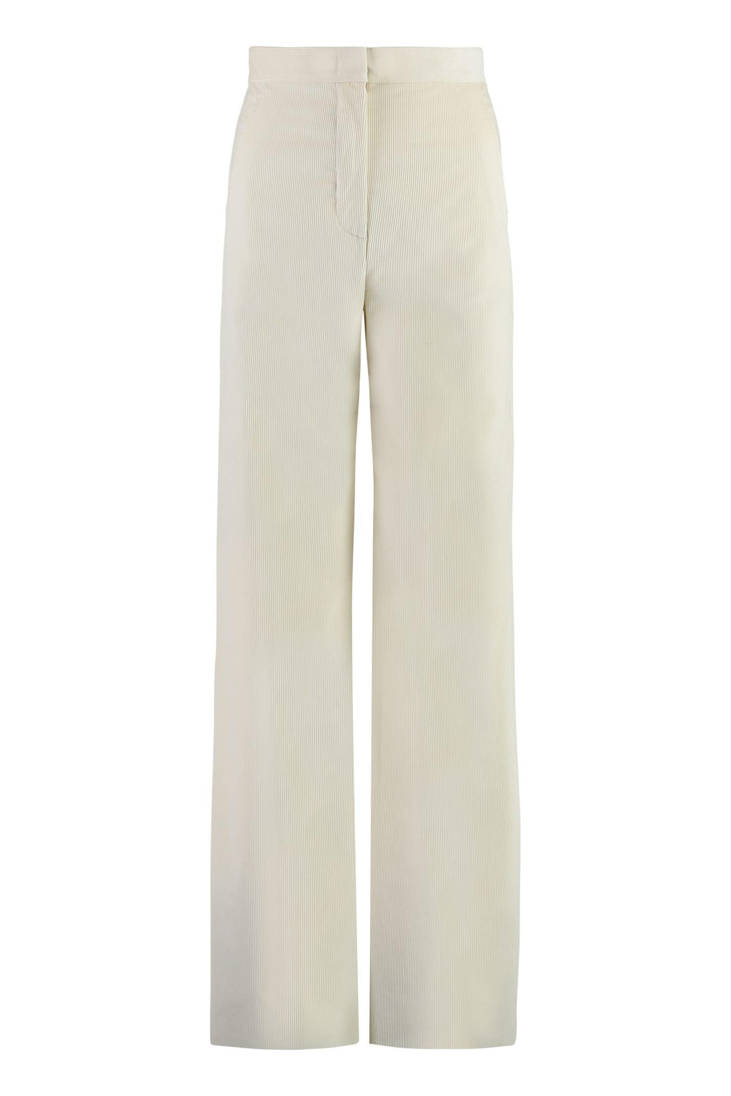 MAX MARA Tritone Corduroy Trousers In White Product Image