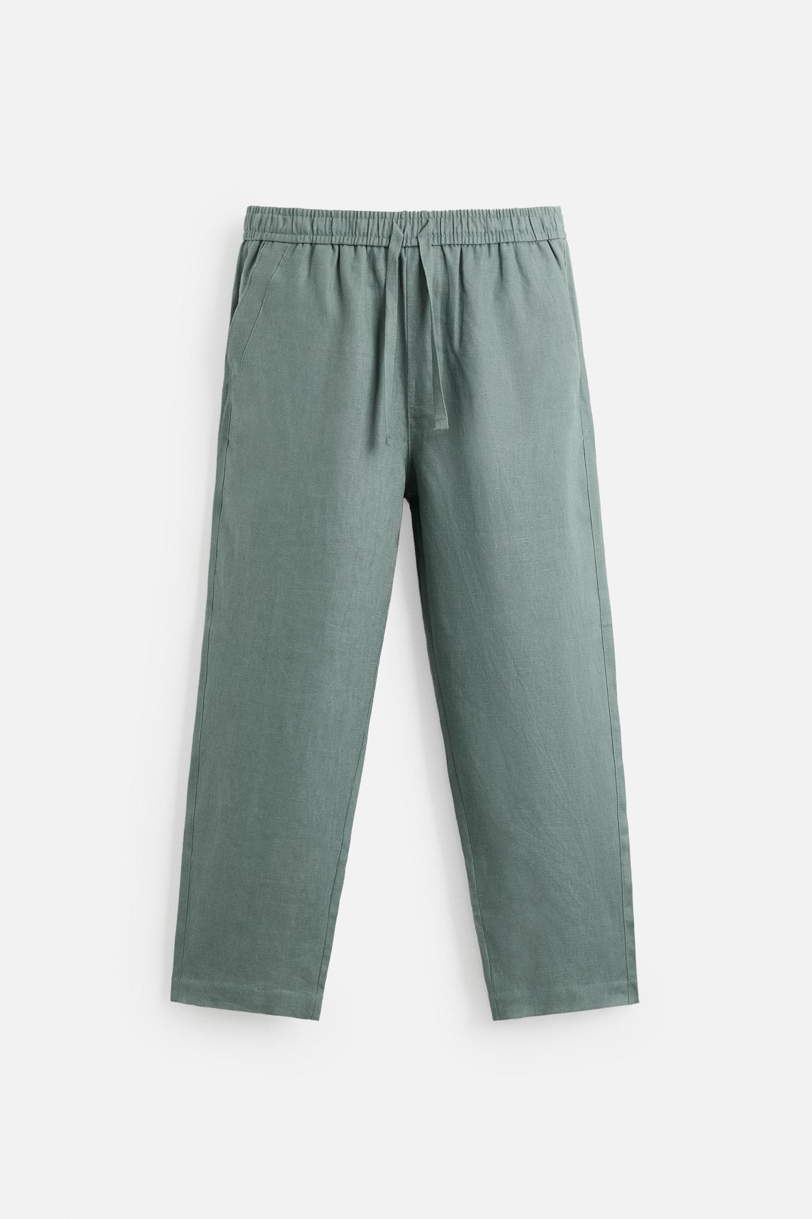 100% LINEN REGULAR FIT PANTS Product Image