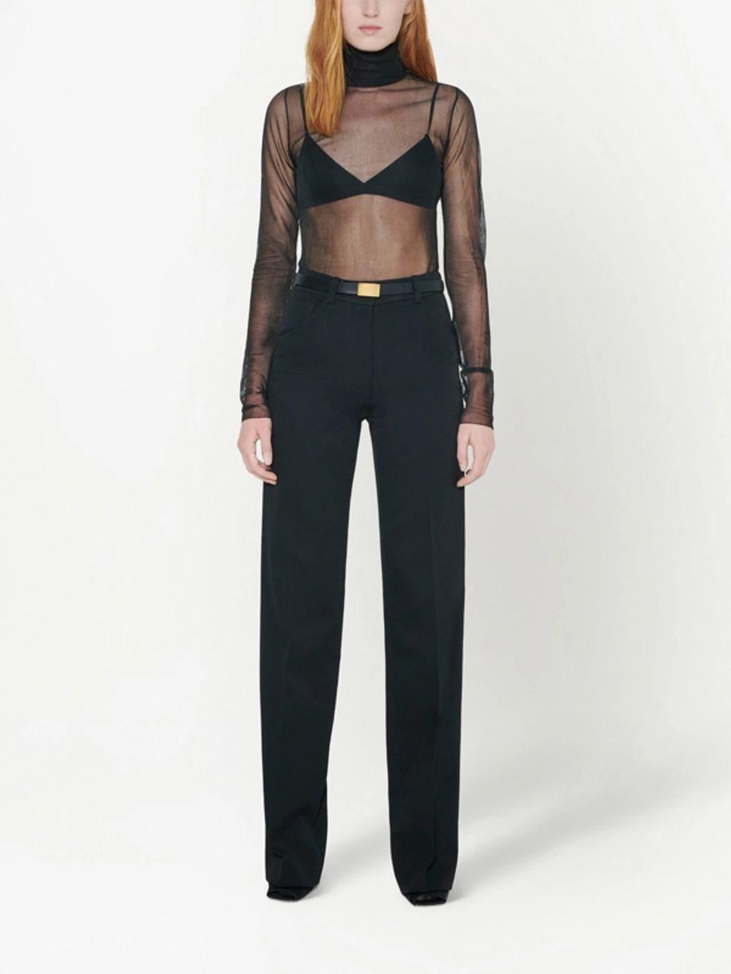 VICTORIA BECKHAM Roll-neck Sheer Blouse In Black Product Image