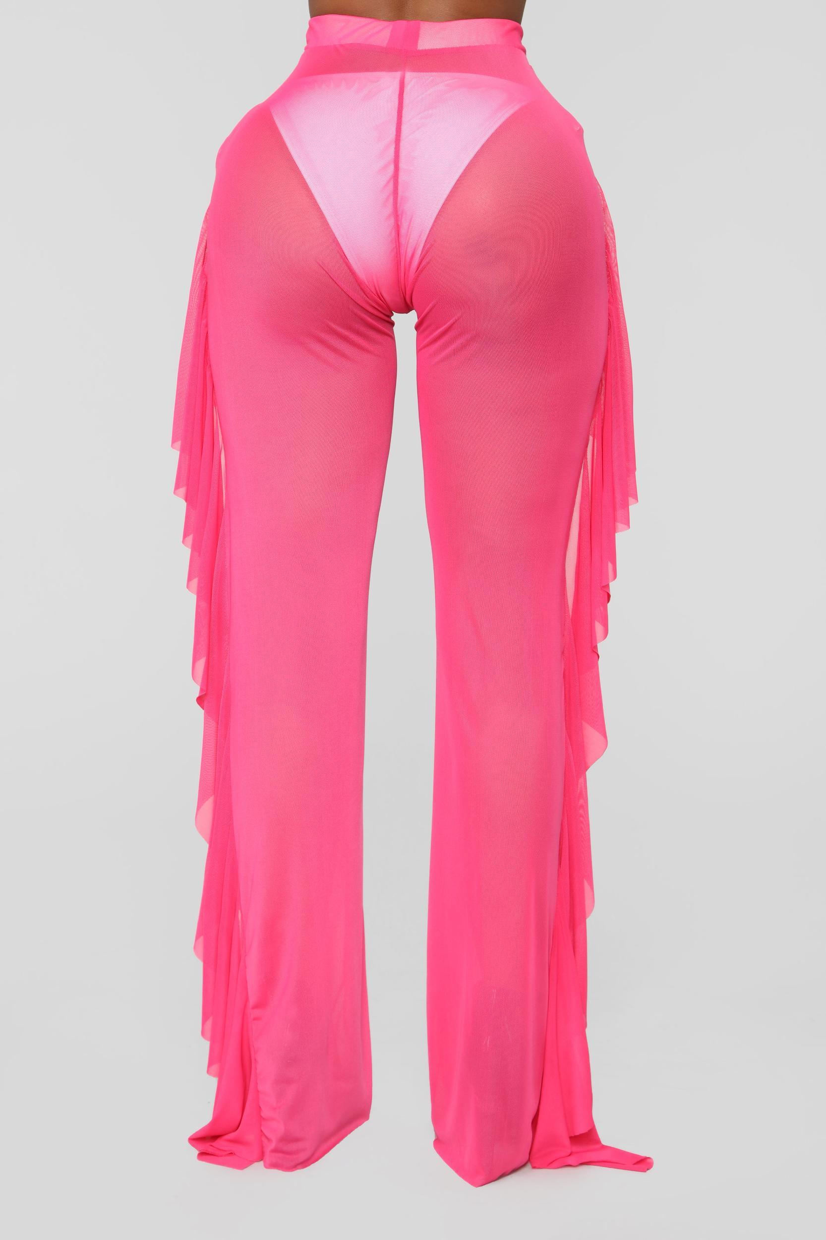 Sunshine See Through Cover Up Pant - Fuchsia Product Image
