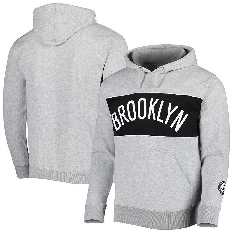Men's Fanatics Branded Heather Gray Brooklyn Nets Wordmark French Terry Pullover Hoodie,  Product Image