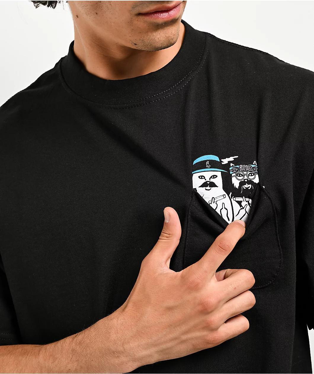 RIPNDIP x Cheech And Chong Cheech & Nerm Black Pocket T-Shirt Product Image