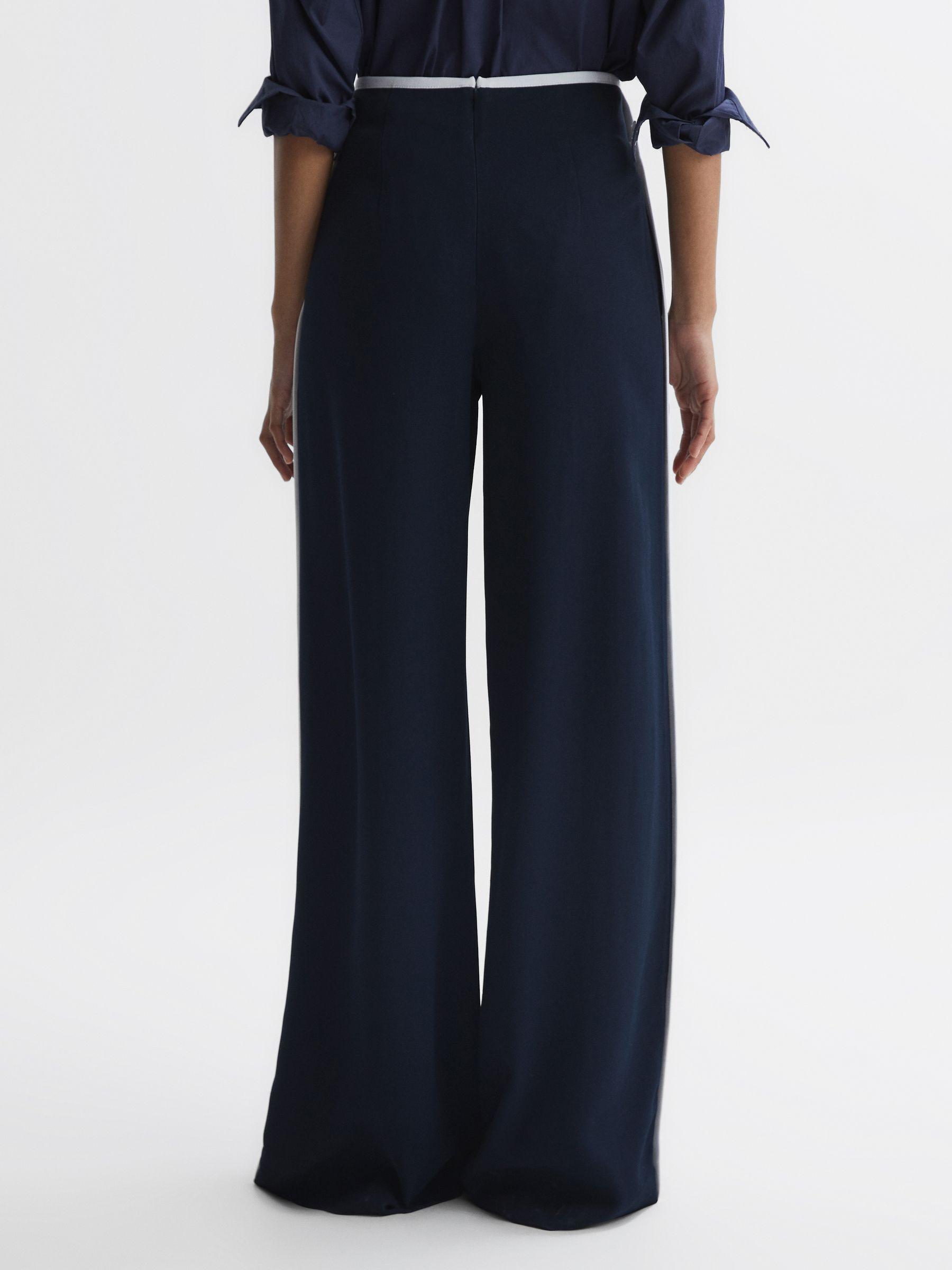 High Rise Wide Leg Trousers in Navy Product Image