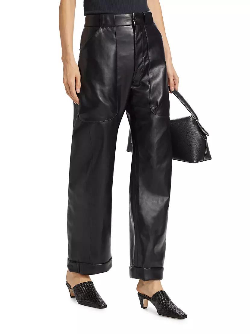 The Half Pipe Nerdy Faux Leather Barrel-Leg Pants Product Image