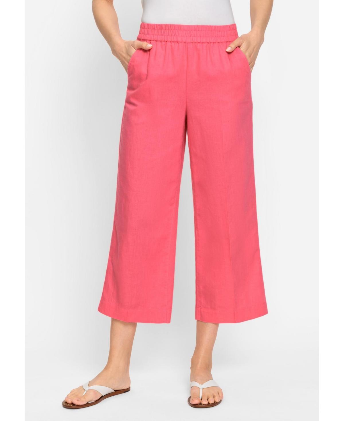 Olsen Womens Anna Fit Wide Leg Cotton Linen Pull-On Culottes Product Image